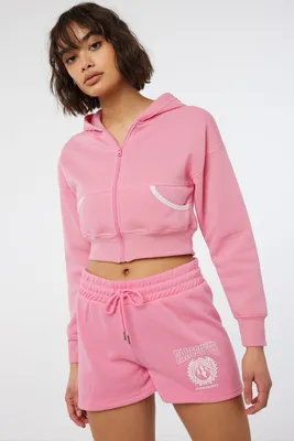 Ardene Canadian City Sweatshorts in Light Pink | Size | Polyester | Fleece-Lined