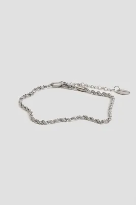 Ardene Stainless Steel Twist Chain Anklet in Silver