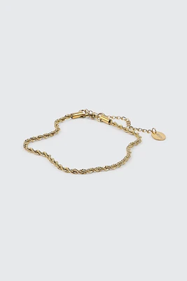 Ardene Stainless Steel Twist Chain Anklet in Gold