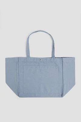 Ardene Large Canvas Tote Bag in Medium Blue | Polyester | Eco-Conscious
