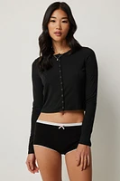 Ardene Pointelle Pyjama Shorts in | Size | Polyester/Spandex/Cotton | Eco-Conscious