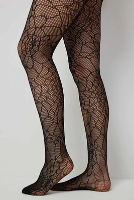 Ardene Spider Web Fishnet Tights in Black | Polyester/Spandex