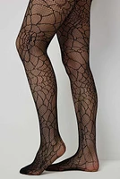 Ardene Spider Web Fishnet Tights in Black | Polyester/Spandex