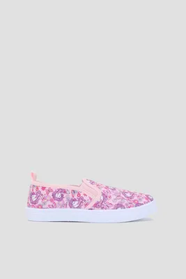 Ardene Printed Slip On Sneakers in Light Pink | Size