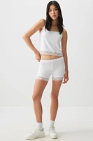 Ardene Basic Super Soft Lace Trim Biker Shorts in | Size | Polyester/Spandex | Eco-Conscious