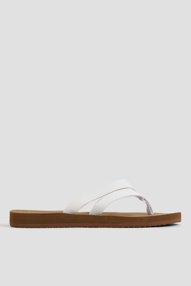 Ardene Double V Strap Sandals in White | Size