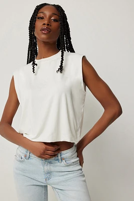 Ardene Bubble Muscle Tank in White | Size | Polyester/Spandex