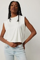 Ardene Bubble Muscle Tank in White | Size | Polyester/Spandex