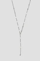 Ardene 14K White Gold Plated Y Necklace with Hearts in Silver