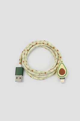 Ardene 36" Avocado Lightning to USB Cable in Light Green