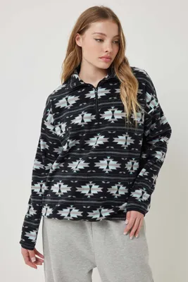 Ardene Oversized Polar Fleece Half-Zip Sweatshirt in | Size | Polyester