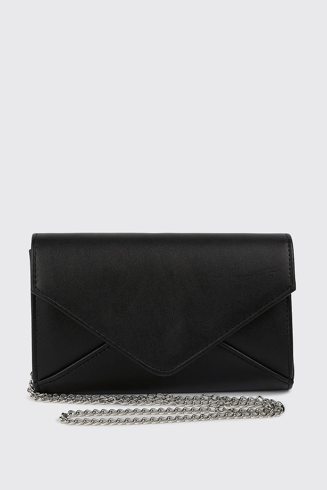 Ardene Envelope Clutch in Black | Faux Leather/Polyester