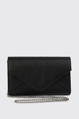 Ardene Envelope Clutch in Black | Faux Leather/Polyester