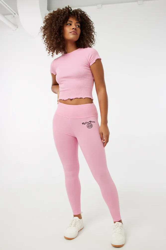 Ardene Wide Waistband Super Soft Leggings in Light Pink, Size, Polyester/Spandex