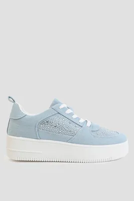 Ardene Denim Platform Sneakers in Light Blue | Size