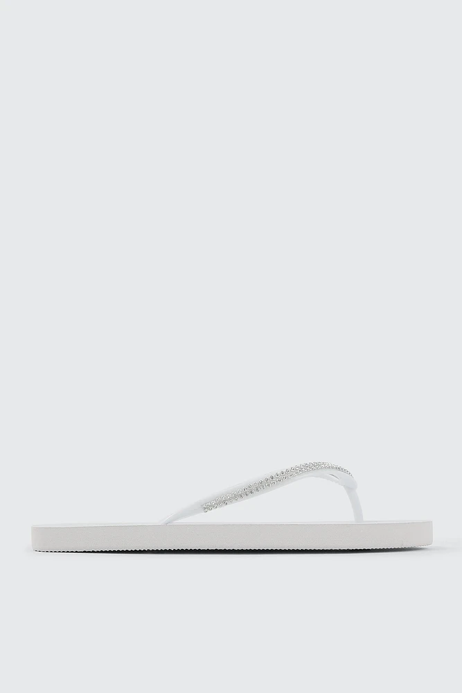 Ardene Rhinestone Strap Flip-Flops Sandals in | Size | Eco-Conscious