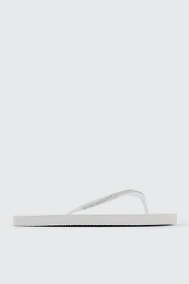 Ardene Rhinestone Strap Flip-Flops Sandals in | Size | Eco-Conscious