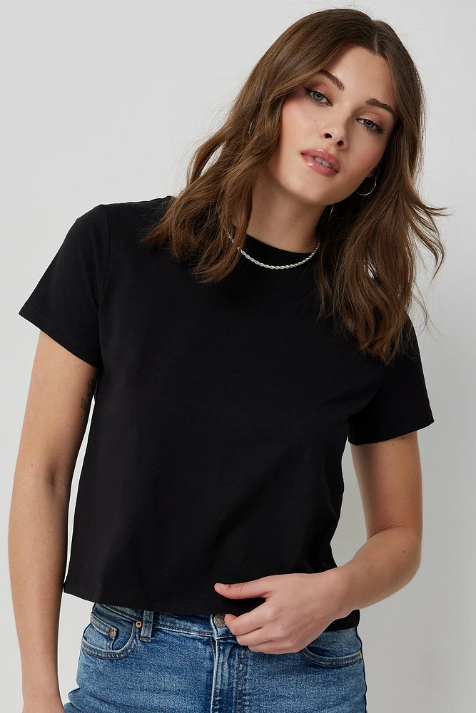 Ardene Basic Organic Cotton Short T-Shirt in | Size | Cotton/Elastane | Eco-Conscious