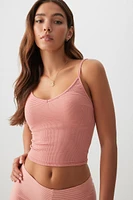 Ardene Basic V-Neck Crop Tank Top in Medium Pink | Size | Cotton/Elastane | Eco-Conscious