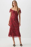 Ardene Mesh Midi Dress with Slit in | Size | Polyester/Spandex