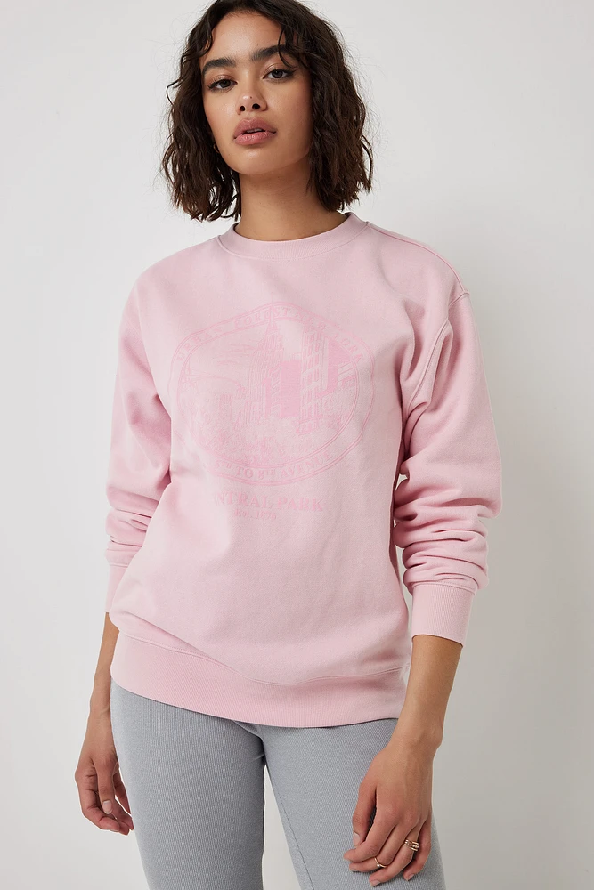 Ardene New York Lounge Sweatshirt in Light Pink | Size Medium | Polyester/Cotton | Fleece-Lined | Eco-Conscious