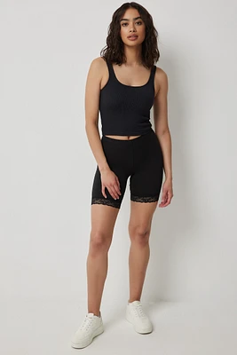 Ardene Basic Lace-Trim Biker Shorts in | Size | Polyester/Elastane | Eco-Conscious