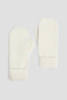 Ardene Soft Mittens in White | Polyester