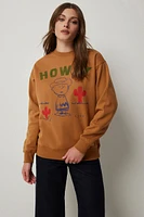 Ardene Howdy Charlie Brown Sweatshirt in Cognac | Size | Cotton | Fleece-Lined