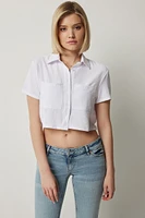 Ardene Relaxed Air Flow Short Sleeve Shirt in White | Size | Polyester