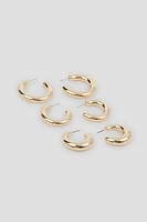 Ardene 3-Pack Thick Hoop Earrings in Gold | Stainless Steel