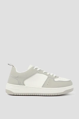 Ardene Basketball Sneakers in Light Grey | Size | Faux Leather