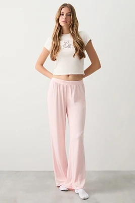 Ardene Super Soft Rib Loose PJ Pants in Light Pink | Size | Polyester/Spandex | Eco-Conscious