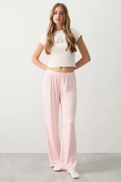 Ardene Super Soft Rib Loose PJ Pants in Light Pink | Size | Polyester/Spandex | Eco-Conscious
