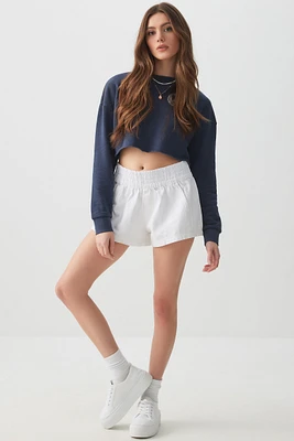 Ardene Smocked Waist Shorts in White | Size | 100% Cotton