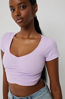 Ardene Ultra Crop Seamless Ruched T-Shirt in | Size | Nylon/Elastane
