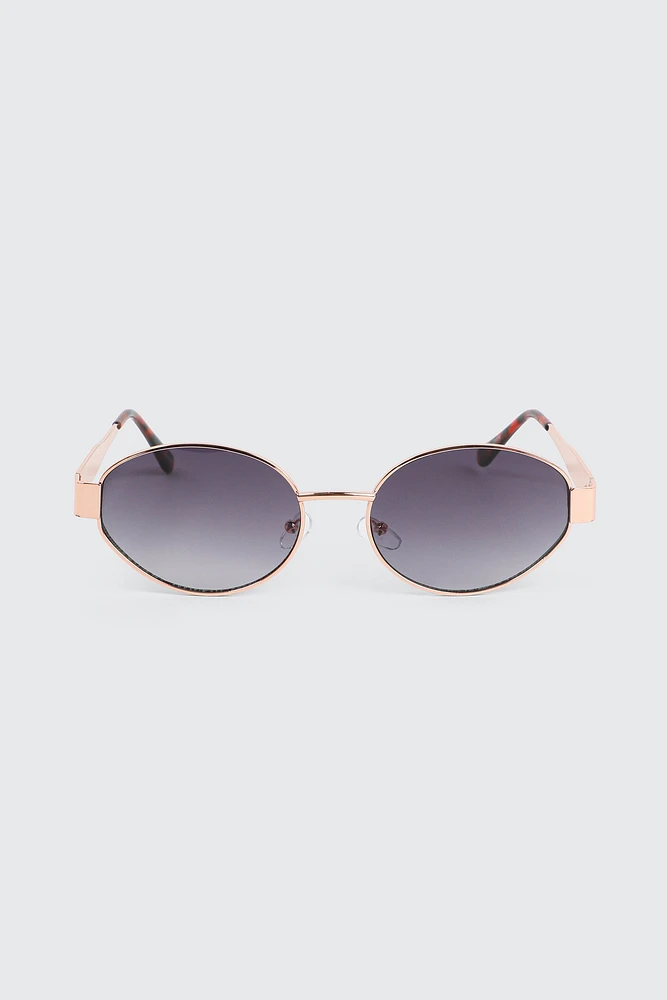 Ardene Gold Toned Oval Sunglasses