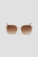 Ardene Metal Square Sunglasses in Gold