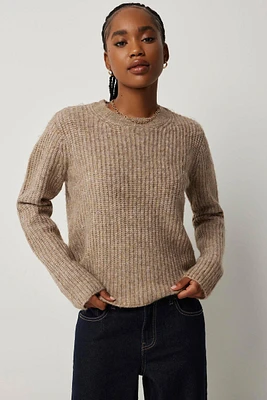 Ardene Classic Crew Neck Sweater in Beige | Size | Polyester