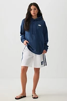 Ardene Graphic Oversized Hoodie in Dark Blue | Size | Polyester/Cotton | Fleece-Lined