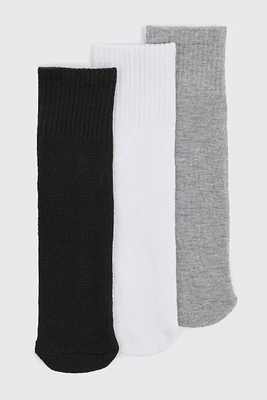 Ardene 3-Pack Athletic Demi Crew Socks in | Polyester/Elastane