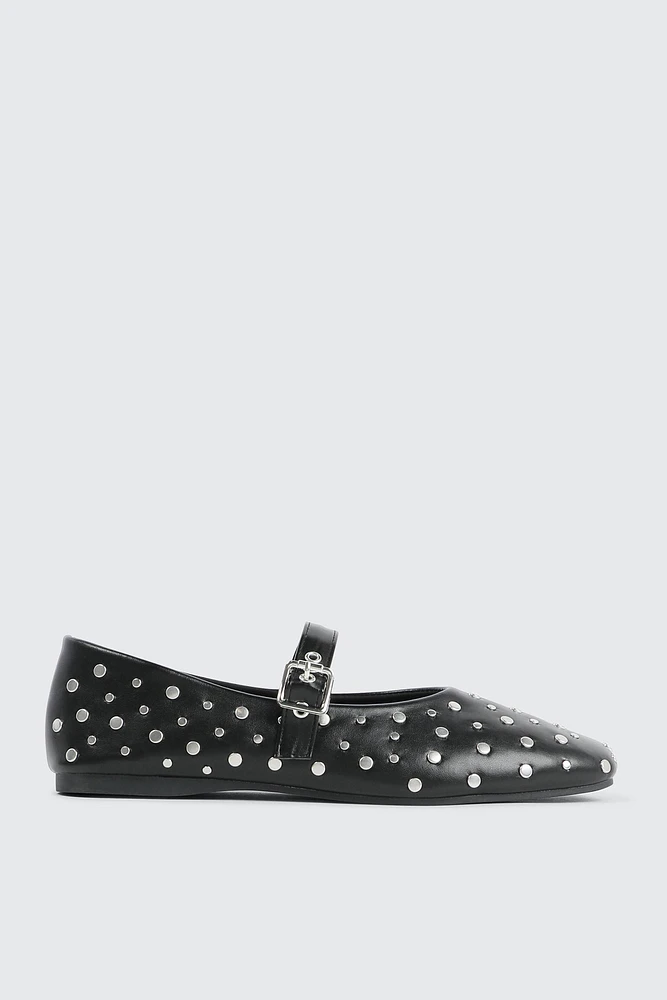 Ardene Studded Mary Janes in | Size | Faux Leather