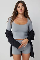 Ardene Contour Long Sleeve Crop T-Shirt in | Size | Elastane/Polyamide