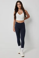 Ardene Super Soft Wide Waistband Leggings in Dark Blue | Size | Polyester/Spandex