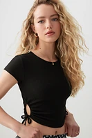 Ardene Side Ruching Ultra Crop T-Shirt in | Size | Polyester/Elastane | Eco-Conscious