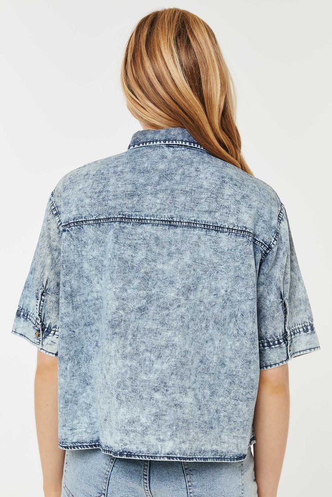 Chemise en chambray coupe carrée