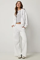 Ardene Wide Leg Sweatpants in White | Size | Polyester/Cotton | Fleece-Lined