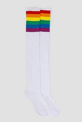 Ardene Multicolored Stripe Over The Knee Scoks | Polyester/Spandex