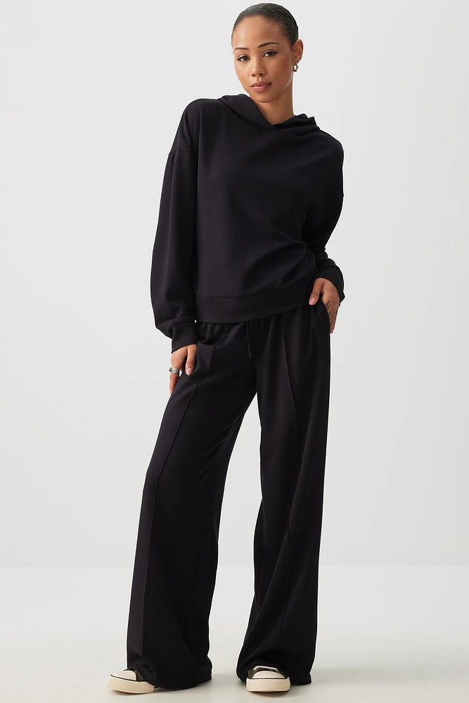 Ardene Wide Leg Scuba Pants in Black | Size | Polyester/Spandex
