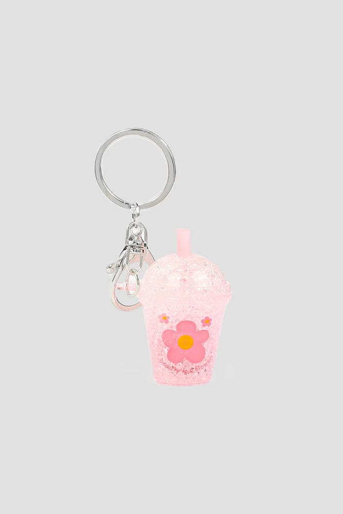 Ardene Light Up Smoothie Keychain in Light Pink