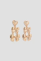 Ardene Double Bow Dangle Earrings in Gold | Stainless Steel